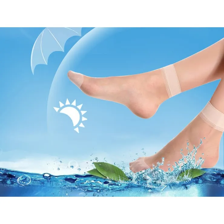 10 Pairs Summer Transparent Thin Silk Bamboo Short Socks for Women