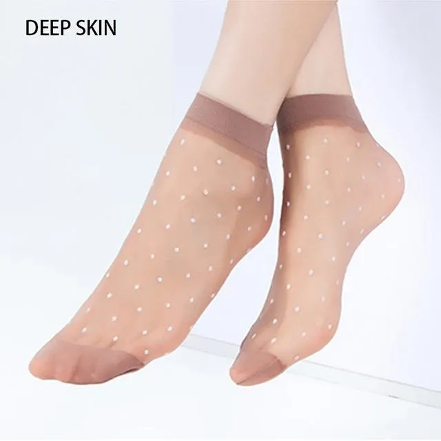 10 Pairs Summer Transparent Thin Silk Bamboo Short Socks for Women