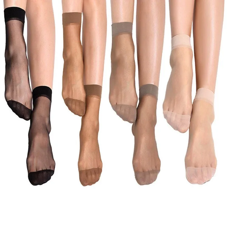 10 Pairs Summer Transparent Thin Silk Bamboo Short Socks for Women