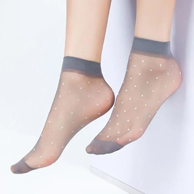 10 Pairs Summer Transparent Thin Silk Bamboo Short Socks for Women