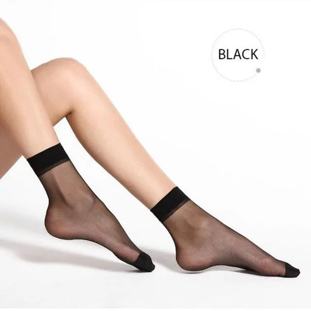 10 Pairs Summer Transparent Thin Silk Bamboo Short Socks for Women