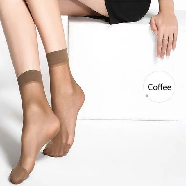 10 Pairs Summer Transparent Thin Silk Bamboo Short Socks for Women