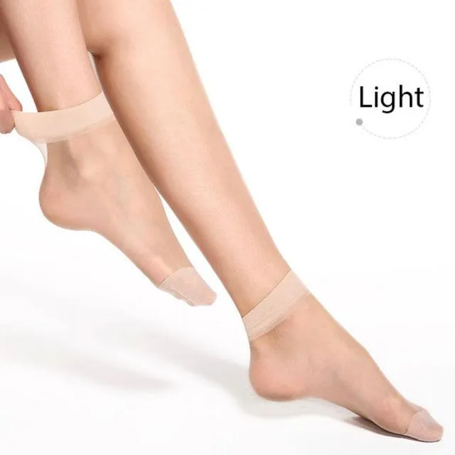 10 Pairs Summer Transparent Thin Silk Bamboo Short Socks for Women