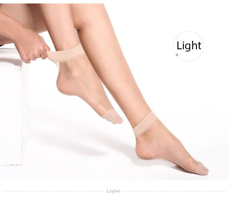 10 Pairs Summer Transparent Thin Silk Bamboo Short Socks for Women