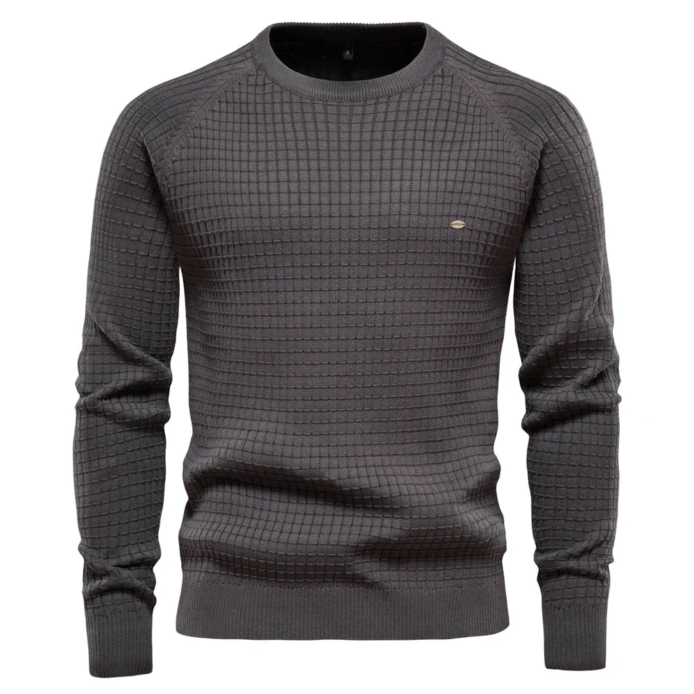 100% Cotton Men Sweaters Soild Color O-neck High Quality Mesh Pullovers Male New Winter Autumn Basic Sweaters for Men