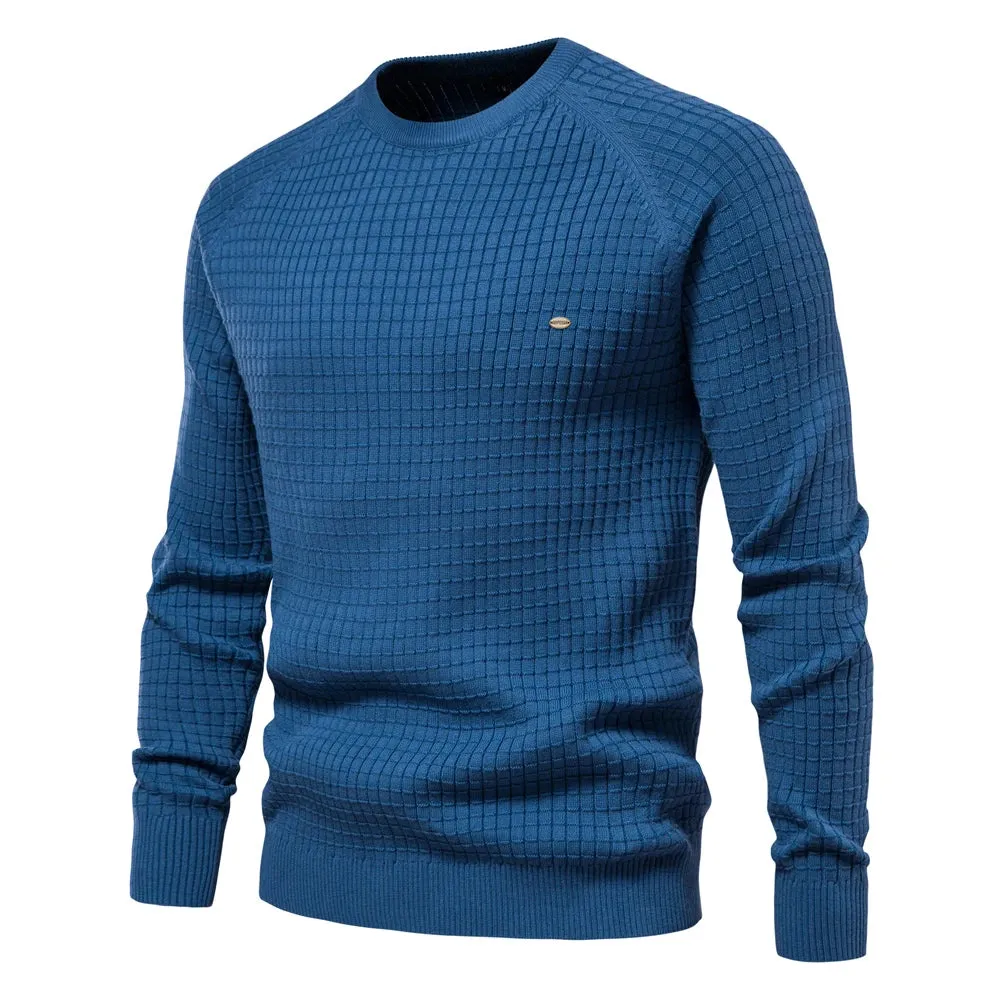 100% Cotton Men Sweaters Soild Color O-neck High Quality Mesh Pullovers Male New Winter Autumn Basic Sweaters for Men