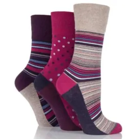 3 Pairs Non Binding Socks for Women in Amy Stripe