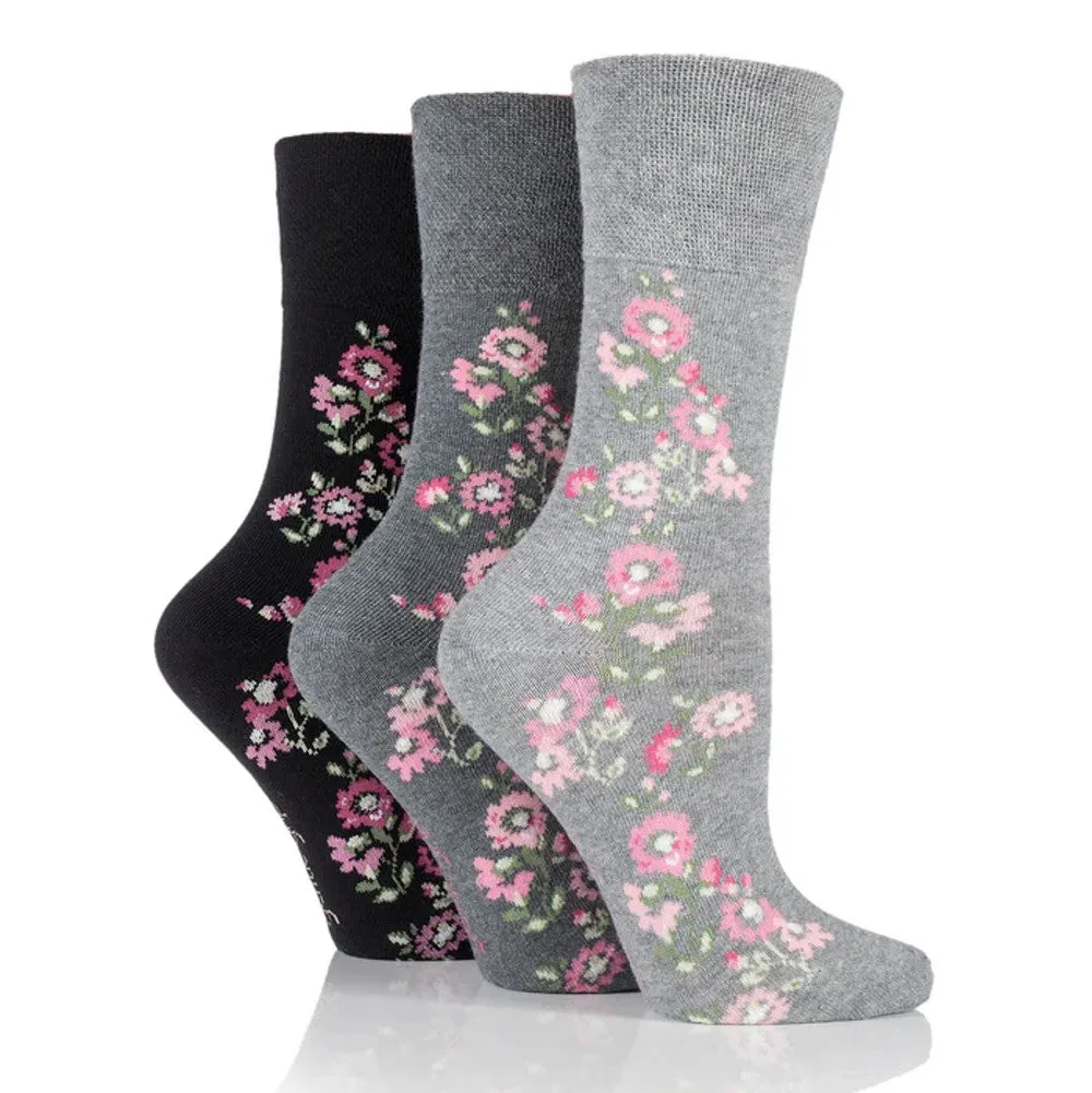 3 Pairs Non Binding Socks for Women in Climbing Rose