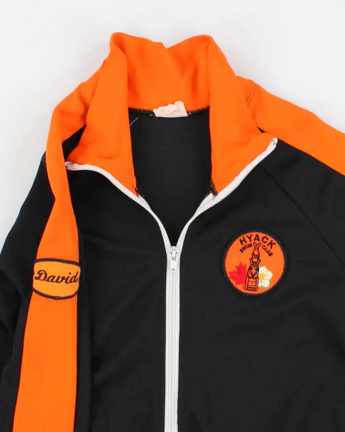 80's Vintage Men's orange and black Track Jacket - M