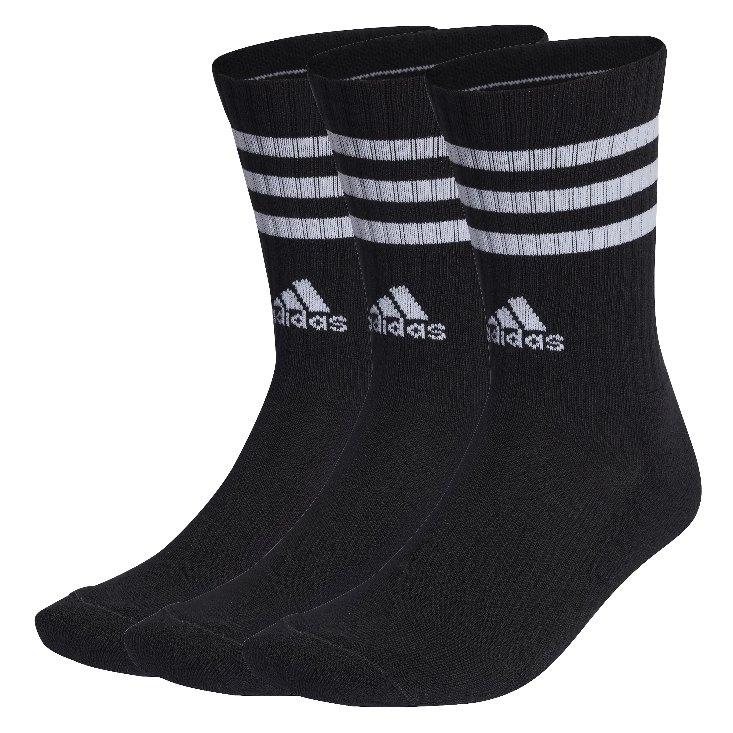 Adidas 3-Stripes Cushioned Crew Socks 3 Pairs - Black/White