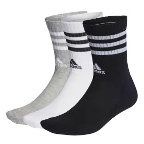 Adidas 3-Stripes Cushioned Crew Socks 3 Pairs - Grey heather/White/Black