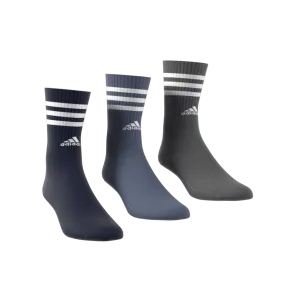 Adidas 3-Stripes Cushioned Crew Socks 3 Pairs - Ink/Grey/Black