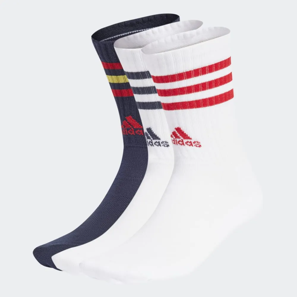 Adidas 3-Stripes Cushioned Crew Socks 3 Pairs - White/Ink/White