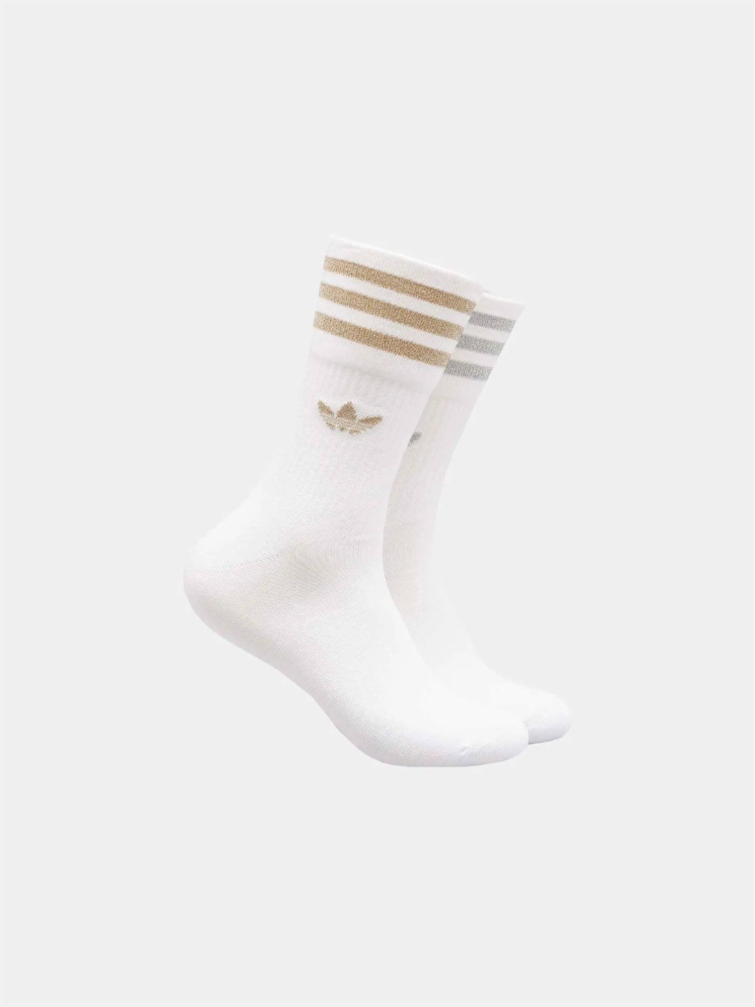 Adidas Womens Mid Cut Glitter Socks 2-Pack - White, Magic Beige & Grey