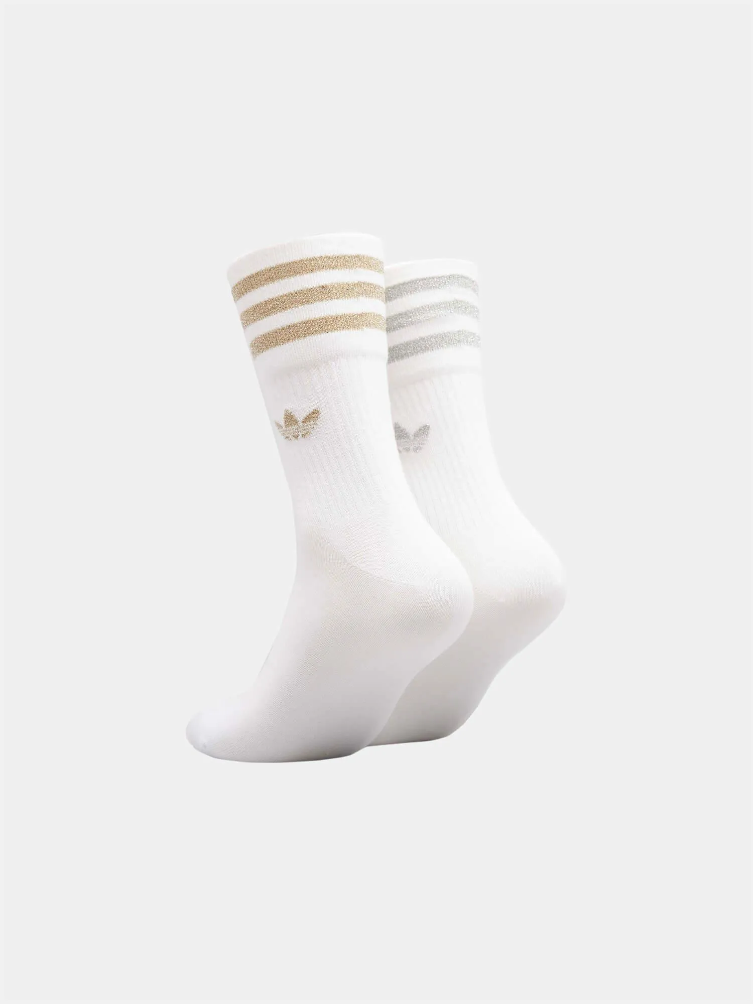 Adidas Womens Mid Cut Glitter Socks 2-Pack - White, Magic Beige & Grey