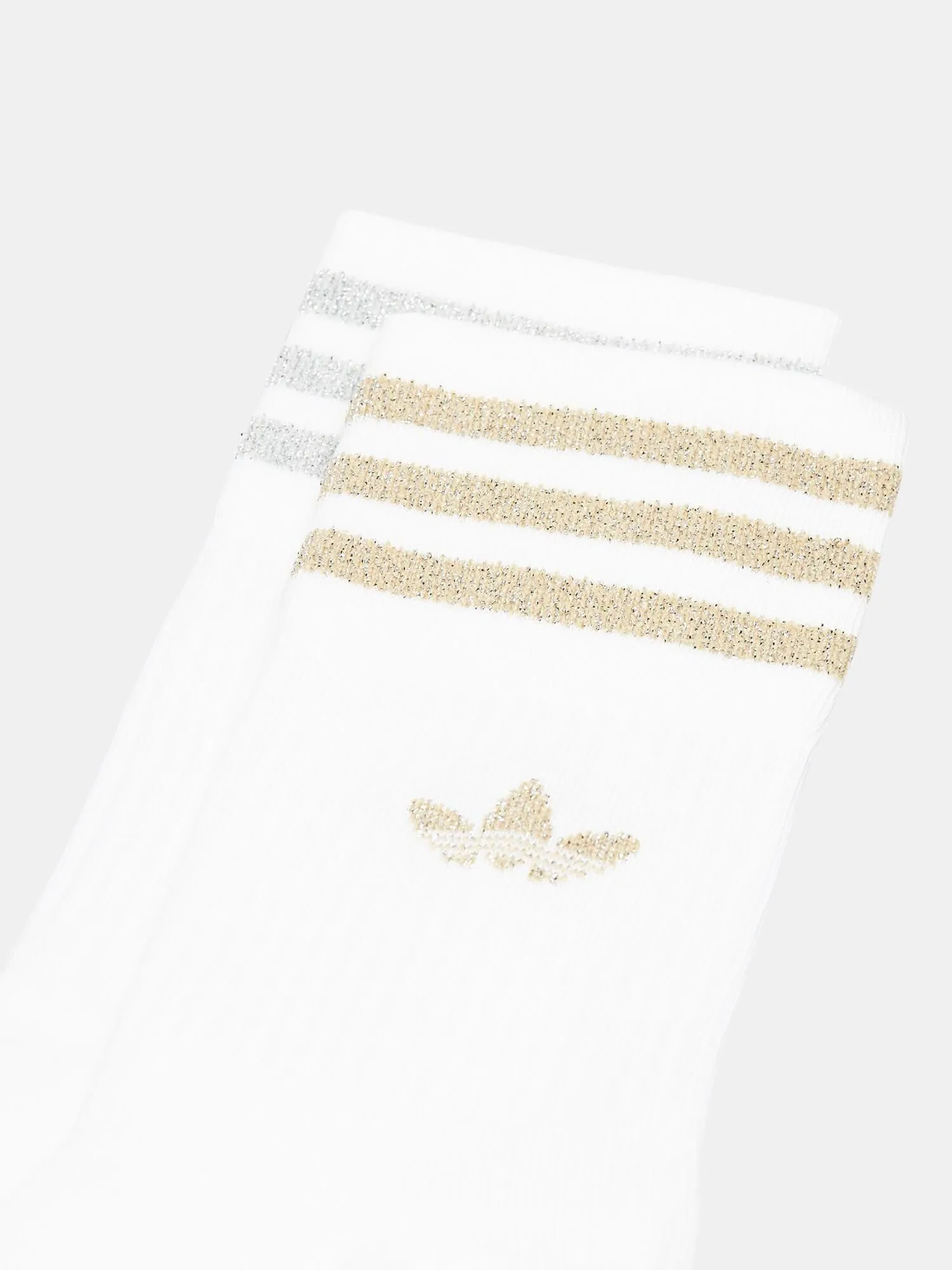 Adidas Womens Mid Cut Glitter Socks 2-Pack - White, Magic Beige & Grey