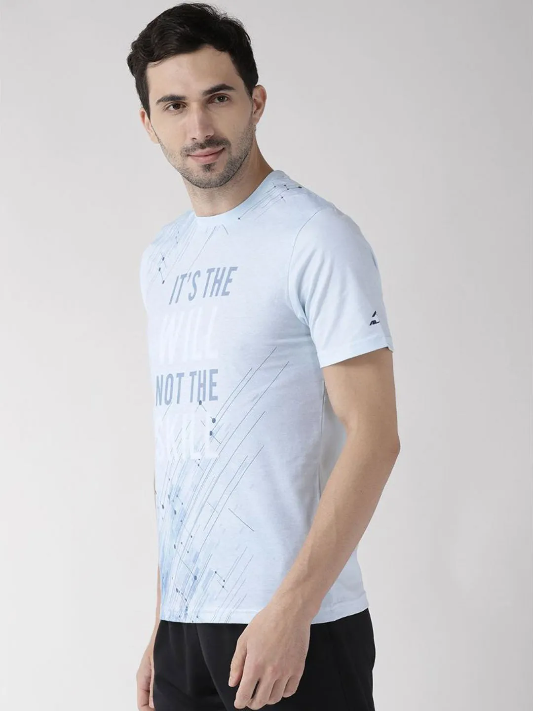 Alcis Men Blue Printed Round Neck T-shirt