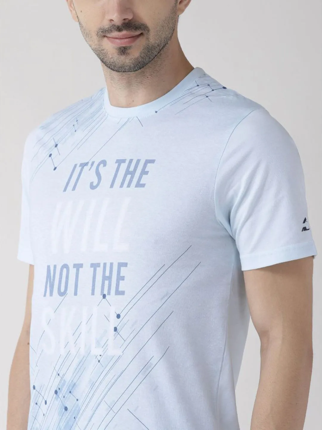 Alcis Men Blue Printed Round Neck T-shirt