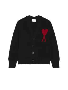 ami Paris Red Ami De Coeur Cardigan BFUKC006.018