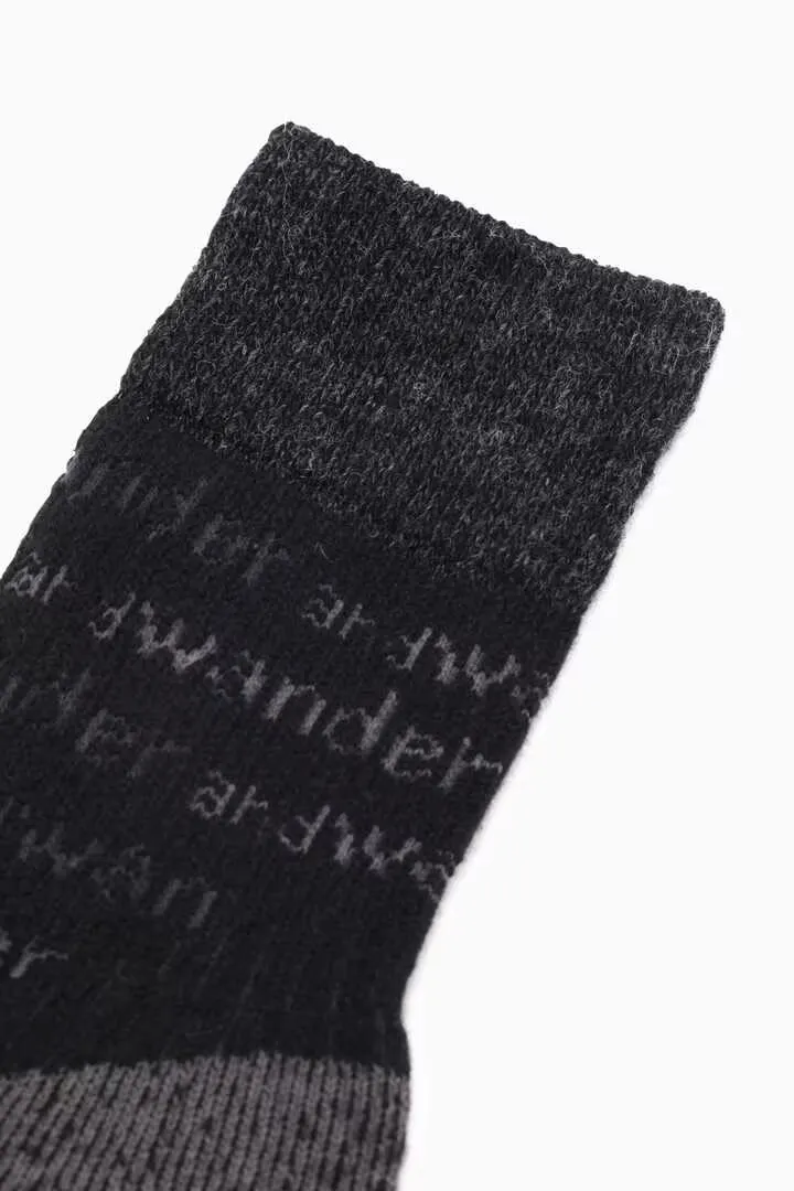 And Wander Wool Socks Black (women)