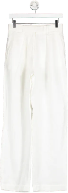 Arket White Linen Trousers UK 8