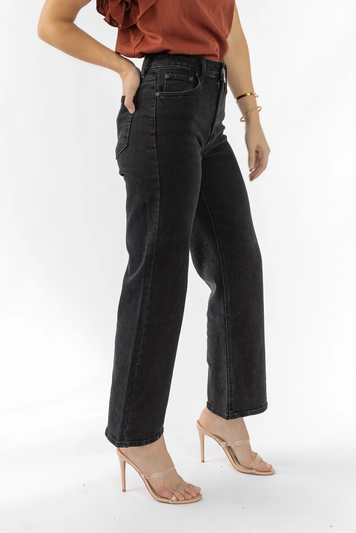 Around Town Black Straight Leg Denim - Final Sale