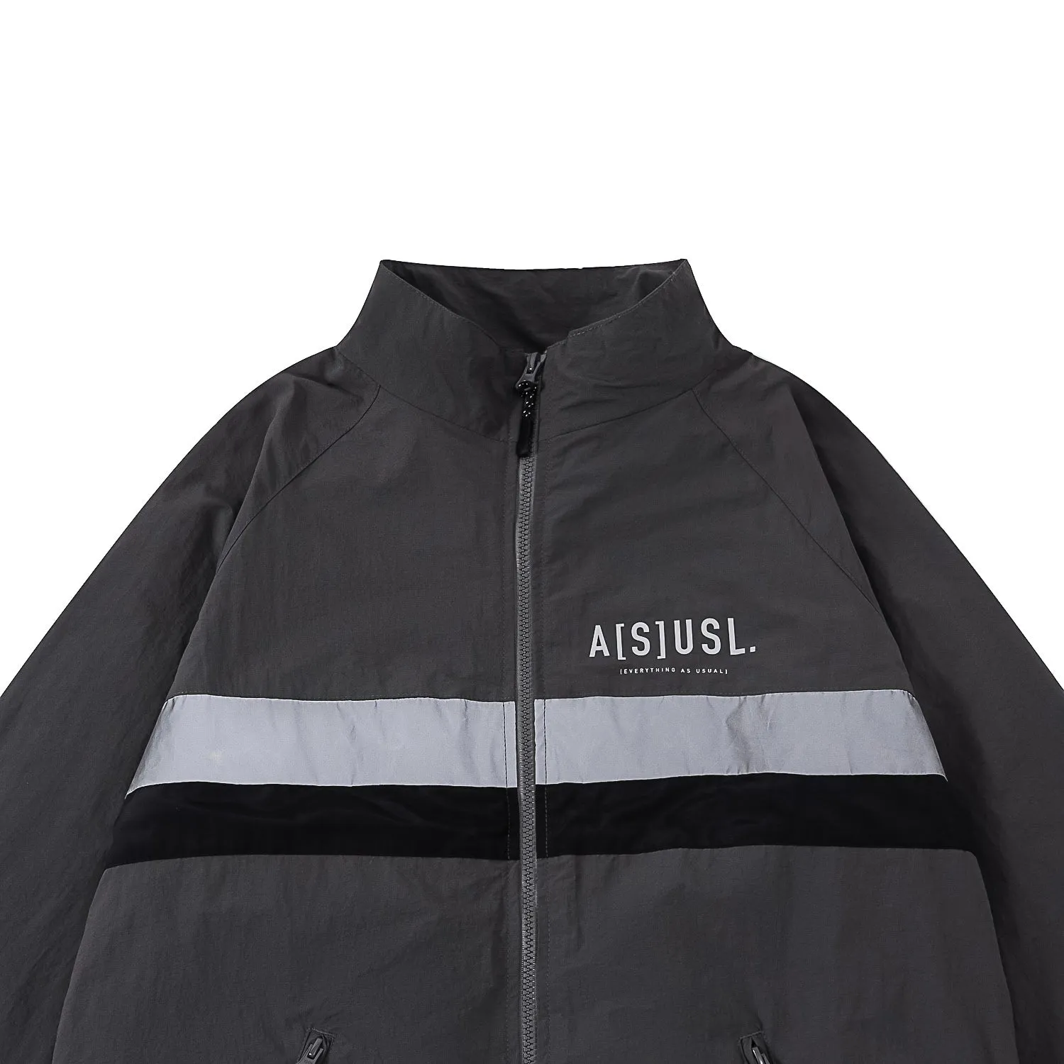 A[S]USL REFLECTIVE LOGO TRACK JACKET-CHARCOAL