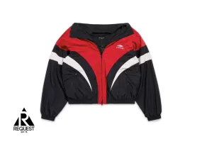 Balenciaga 3B Sports Icon Off Shoulder Track Jacket White Red