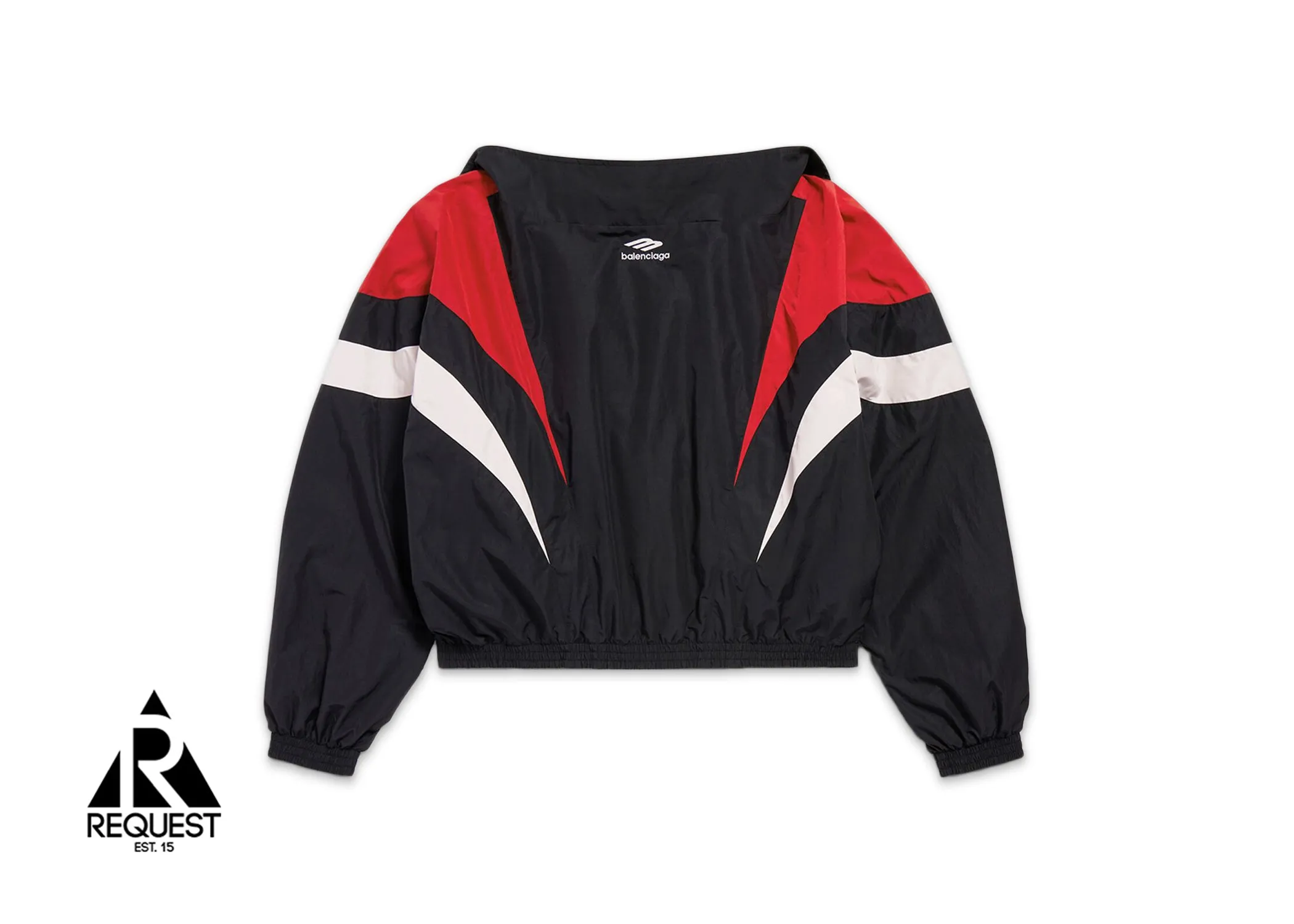 Balenciaga 3B Sports Icon Off Shoulder Track Jacket White Red