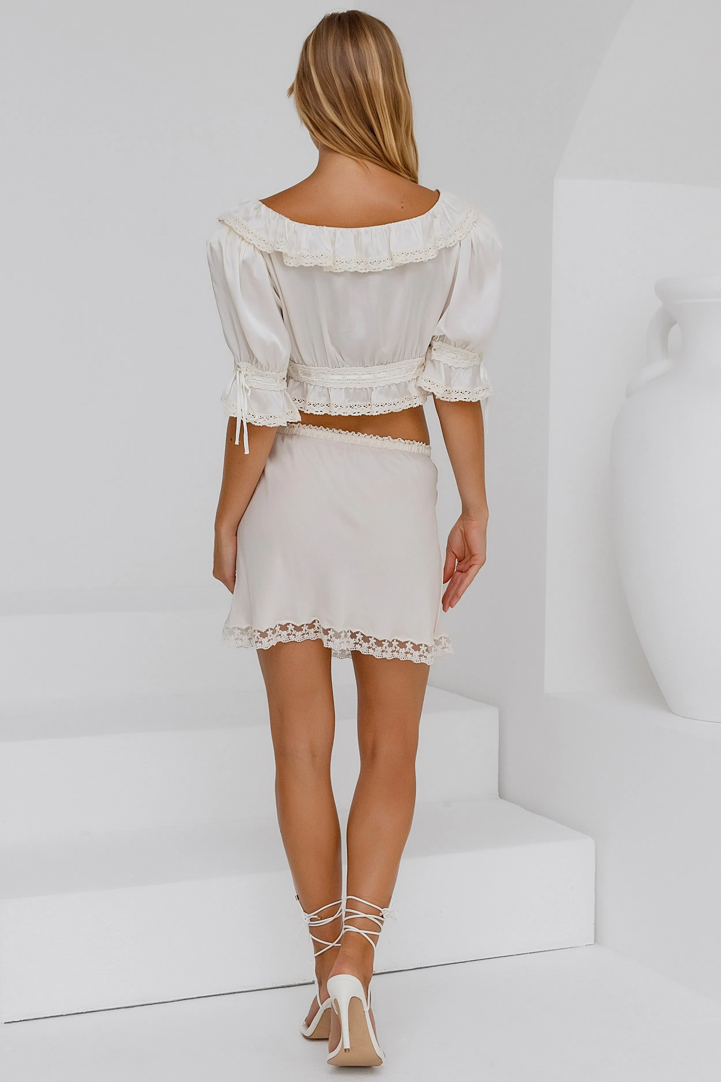 Bias Slip Mini Skirt - Ivory