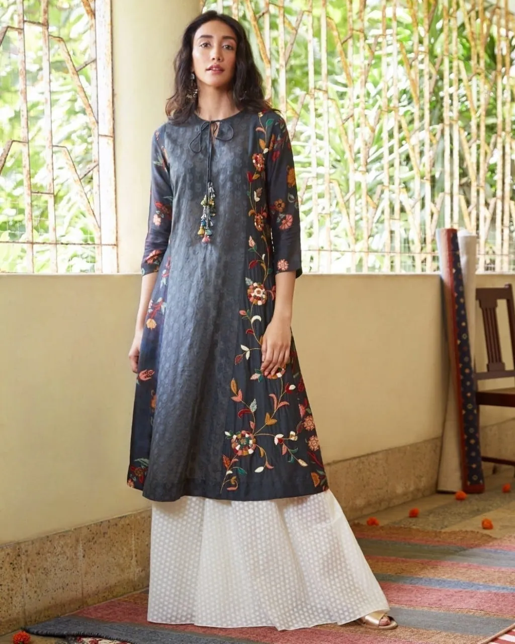 Black & White Kurta Palazzo Set