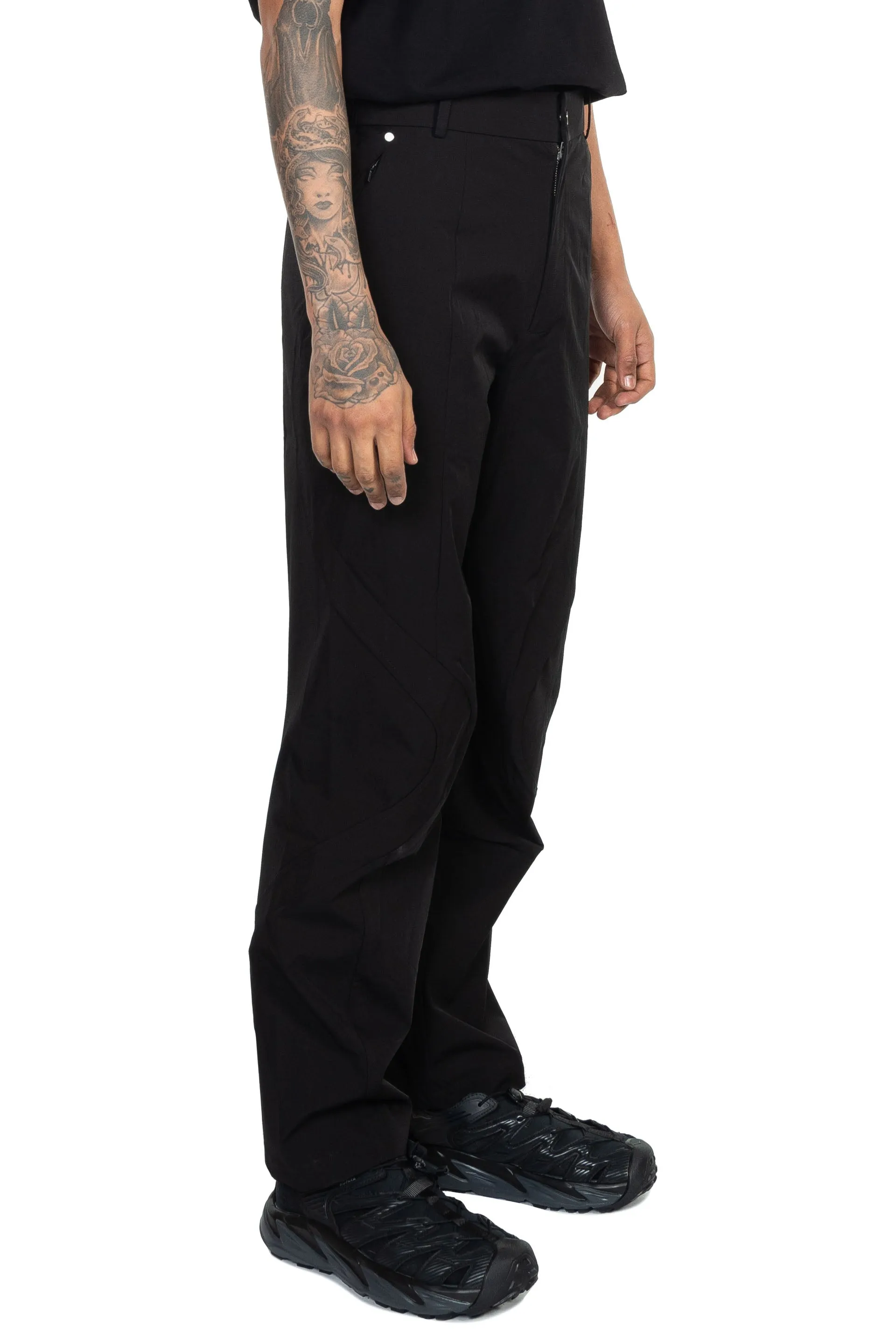 Black Structural Casual Trousers