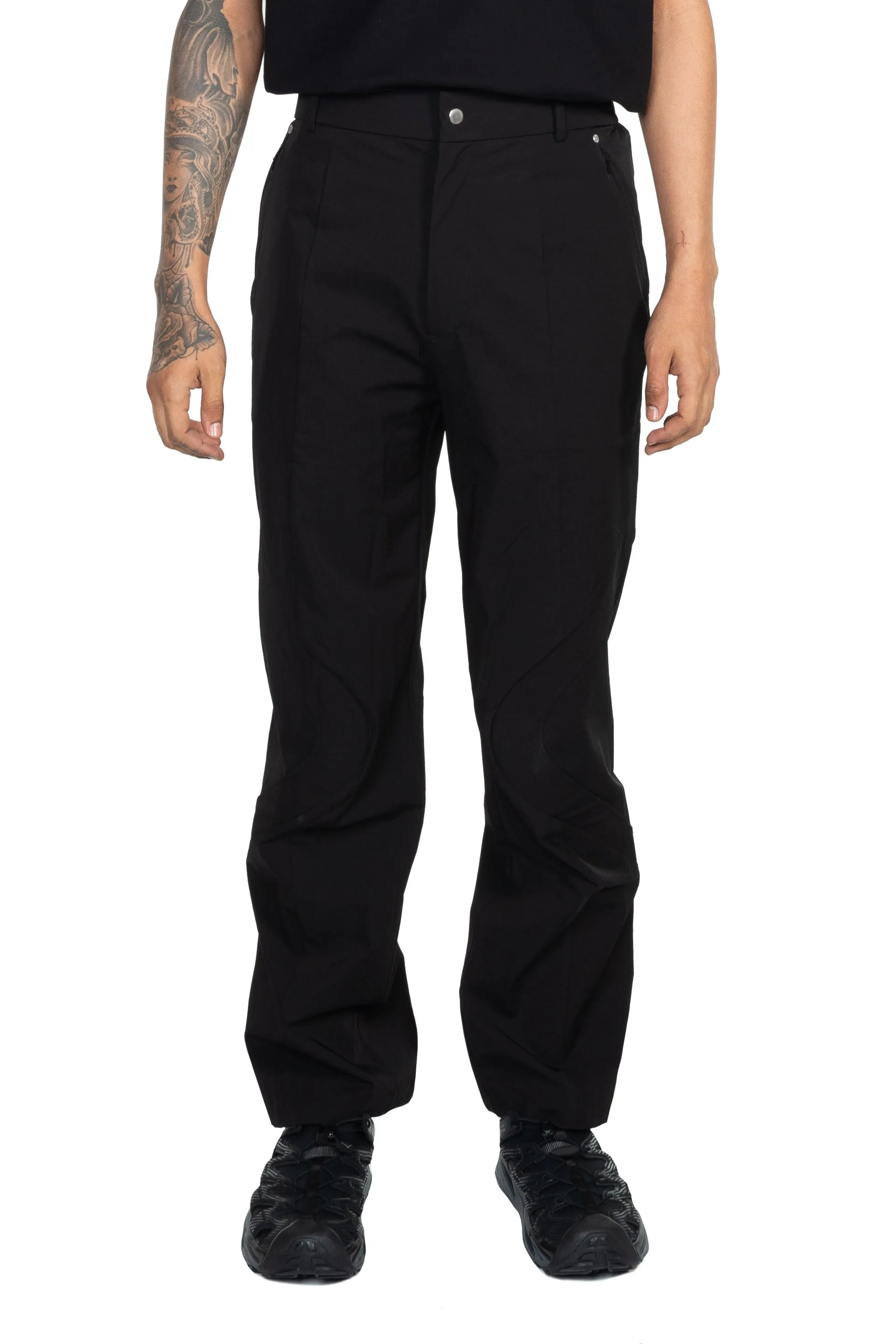 Black Structural Casual Trousers