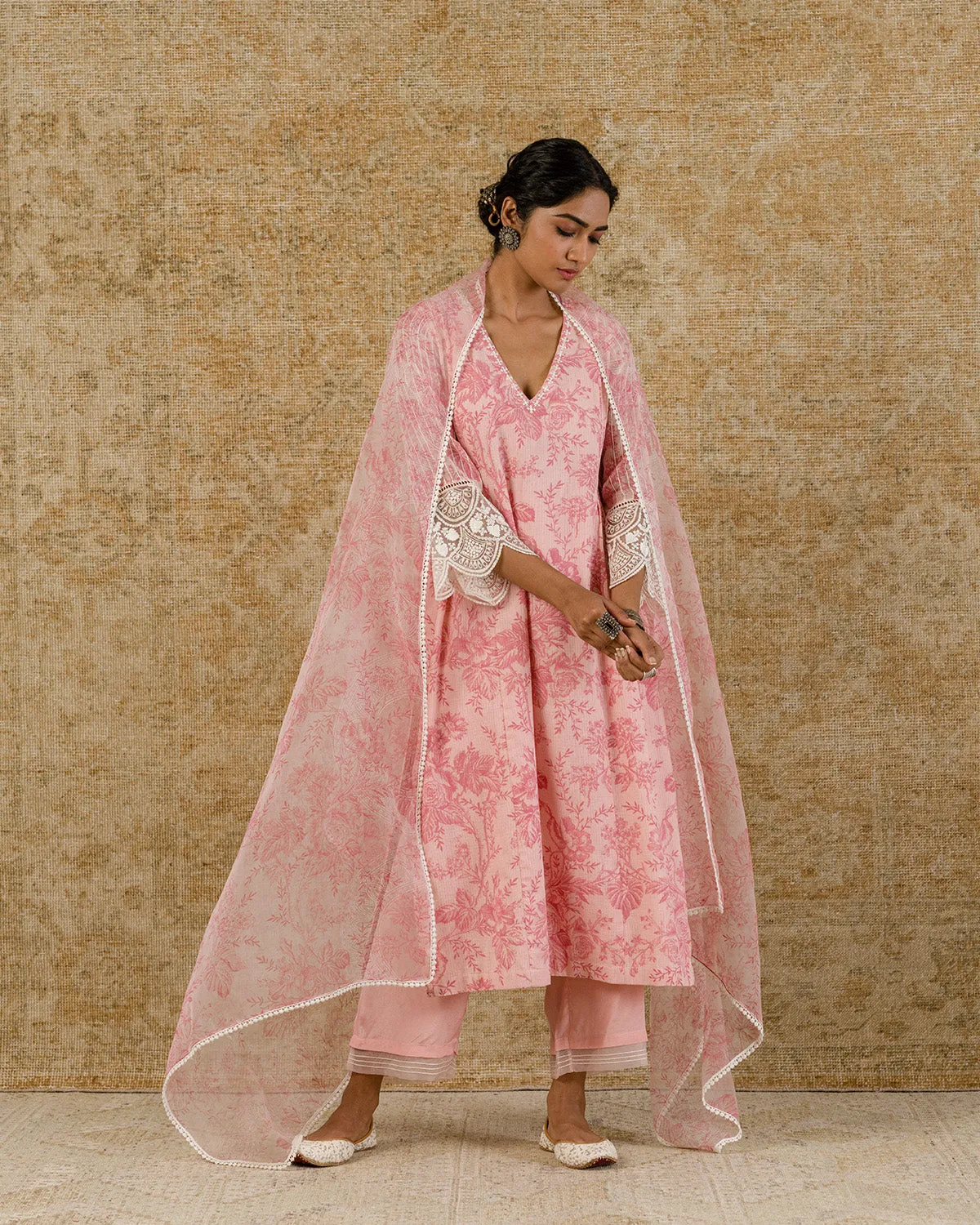 Blush Pink Block Printed Kurta Set