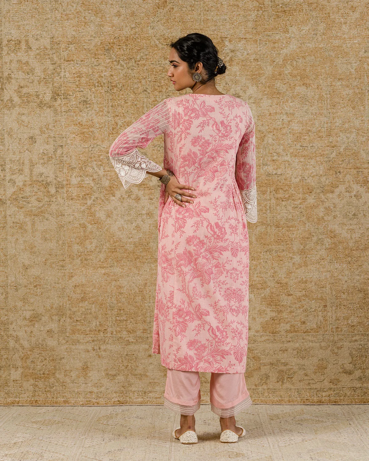 Blush Pink Block Printed Kurta Set