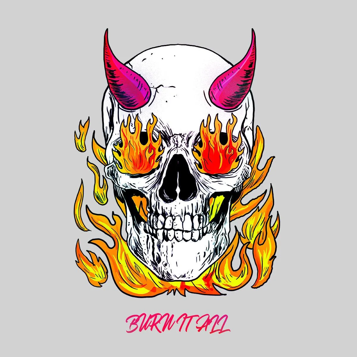 Brutal Skull Hell and Devil Flames T-shirts with an Attitude For men and women