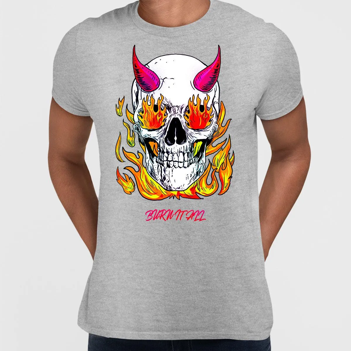 Brutal Skull Hell and Devil Flames T-shirts with an Attitude For men and women