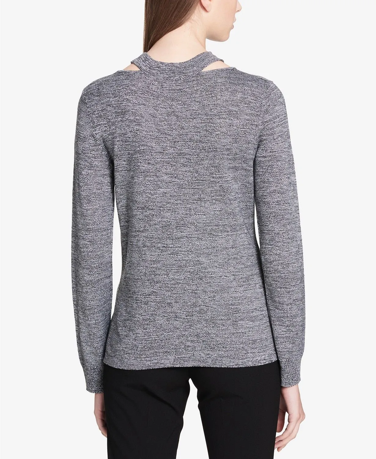 Calvin Klein Women's Cutout Pullover Long Sleeve Sweaters, Grey, S