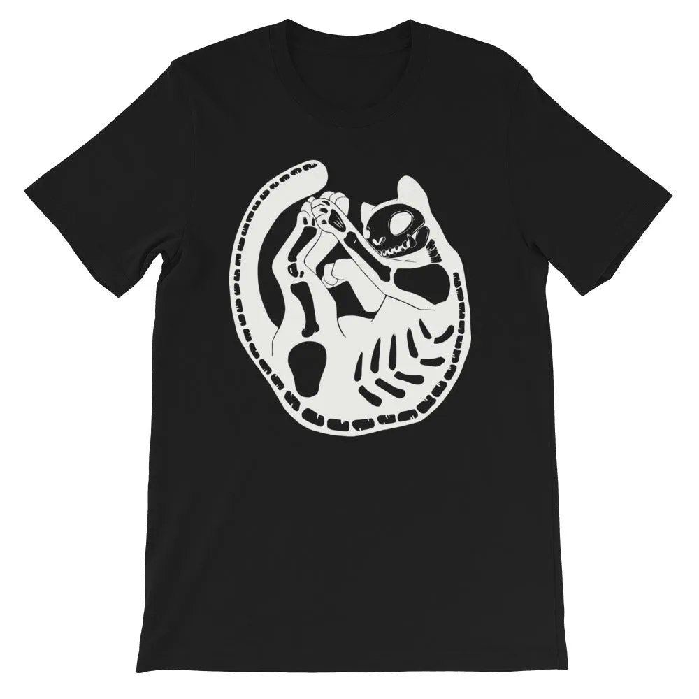 Cat Skeleton Black Unisex T-Shirt