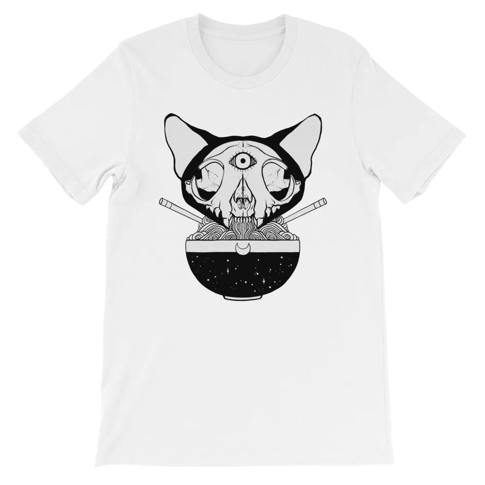 Cat Skull Ramen Unisex T-Shirt, White