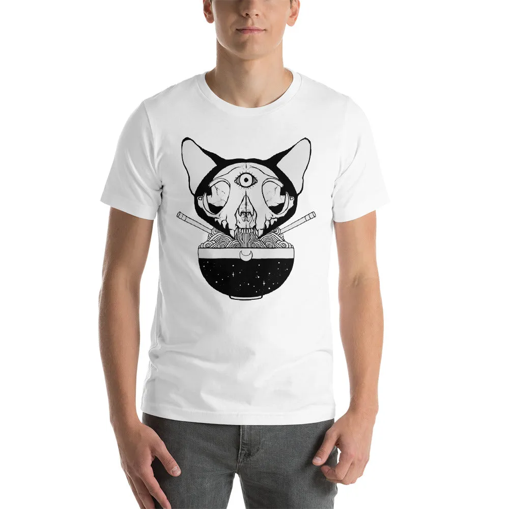 Cat Skull Ramen Unisex T-Shirt, White