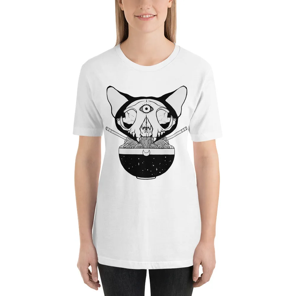 Cat Skull Ramen Unisex T-Shirt, White