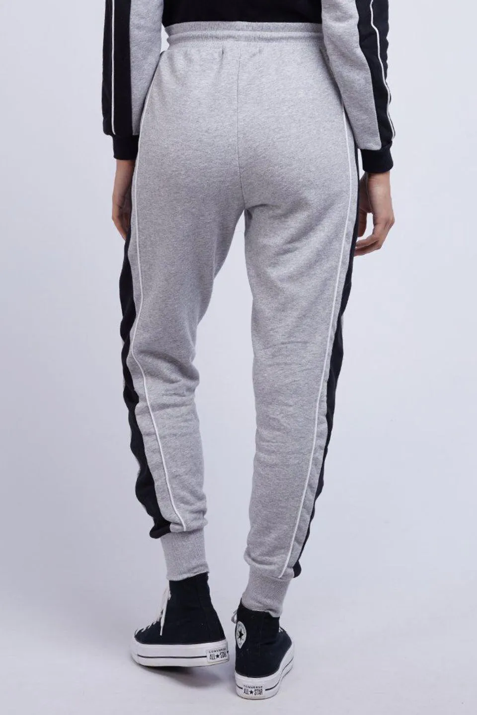 Catch Black Side  Stripe Grey Marle Trackpant