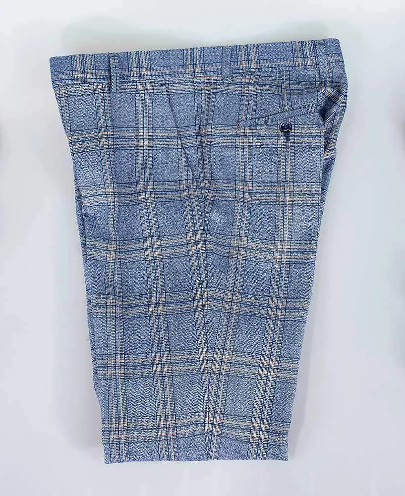 Cavani Brendan Blue Slim Fit check Trousers