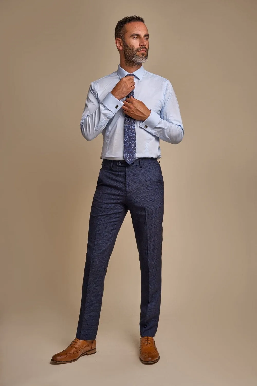 Cavani Caridi Men's Navy Tweed Trousers