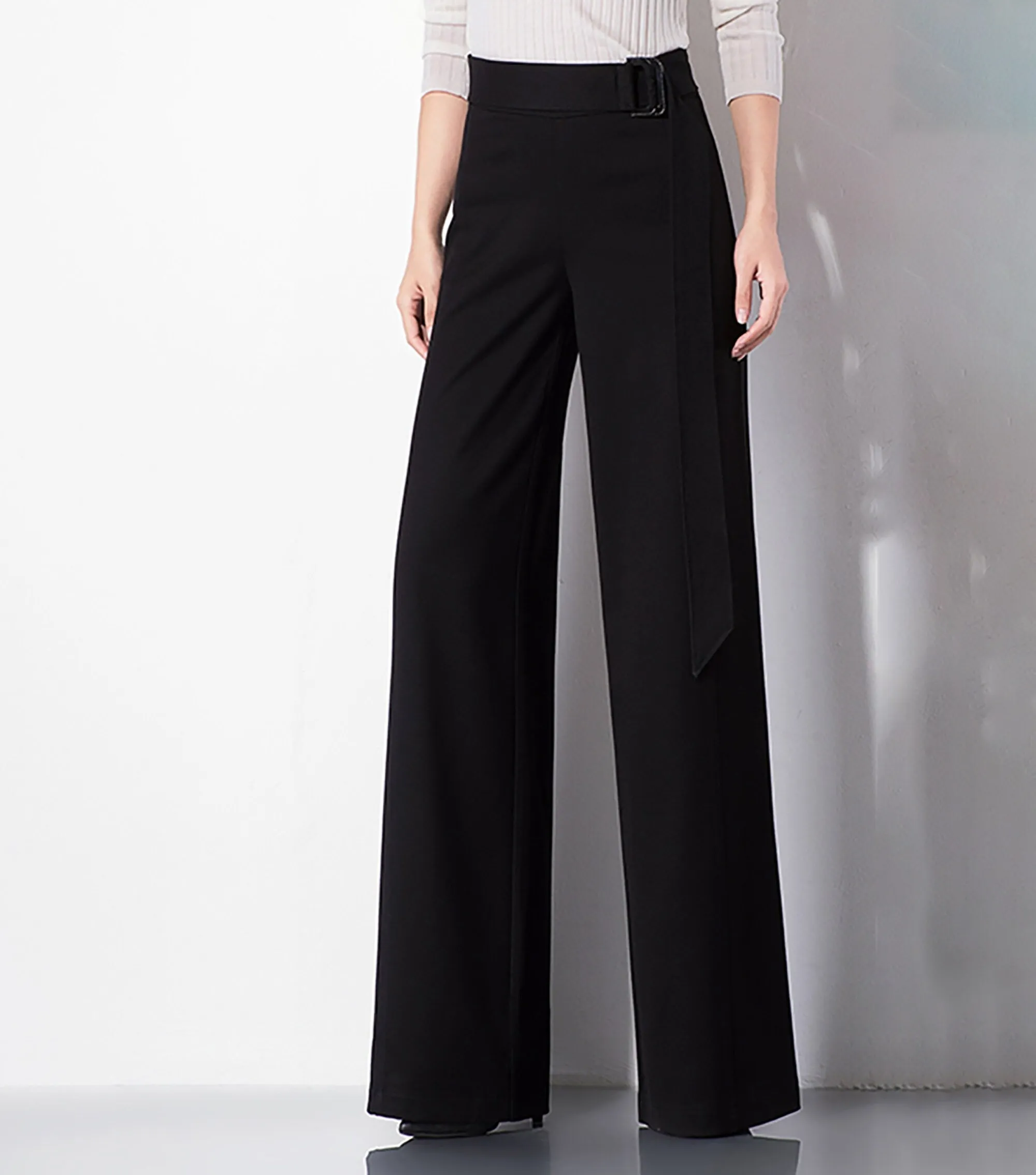 Connie Pull-On Belted High Waist Wide Leg Pants