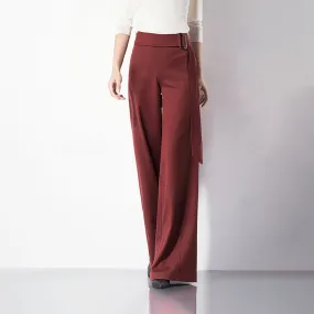 Connie Pull-On Belted High Waist Wide Leg Pants