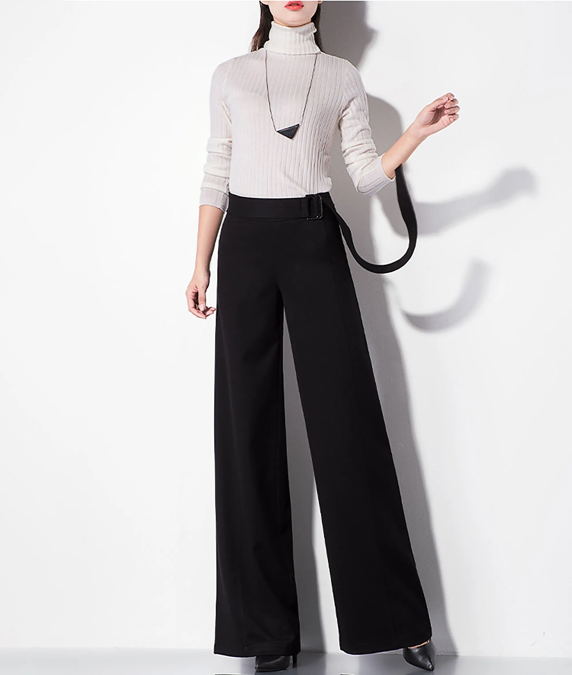 Connie Pull-On Belted High Waist Wide Leg Pants