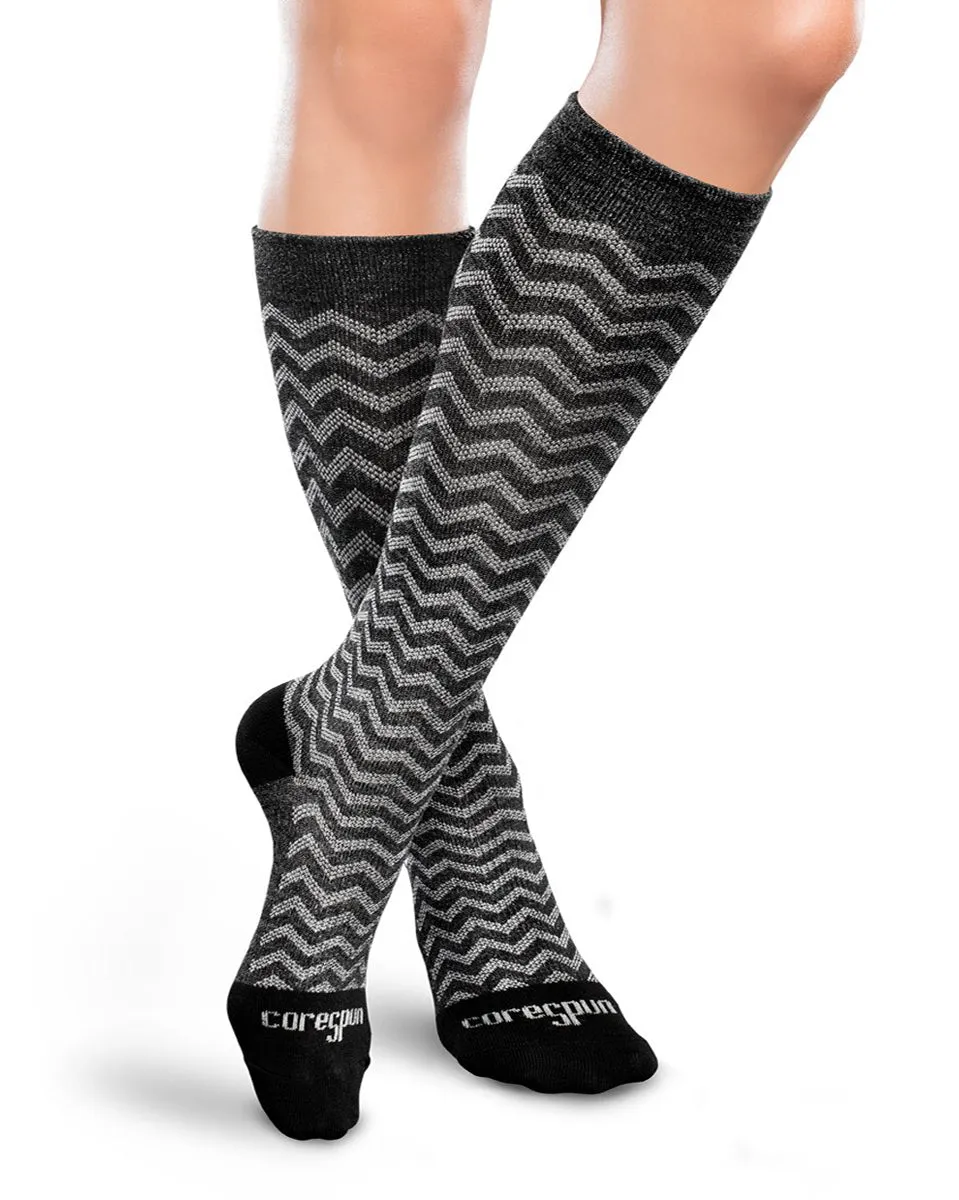 Core-Spun by Therafirm Patterned Merger Socks for Men & Women 20-30mmHg