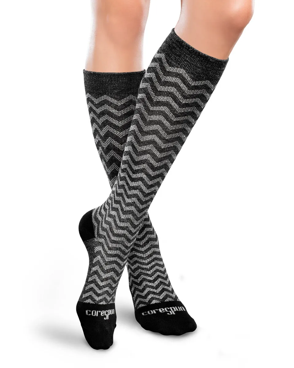 Core-Spun by Therafirm Patterned Trendsetter Socks for Men & Women 20-30mmHg